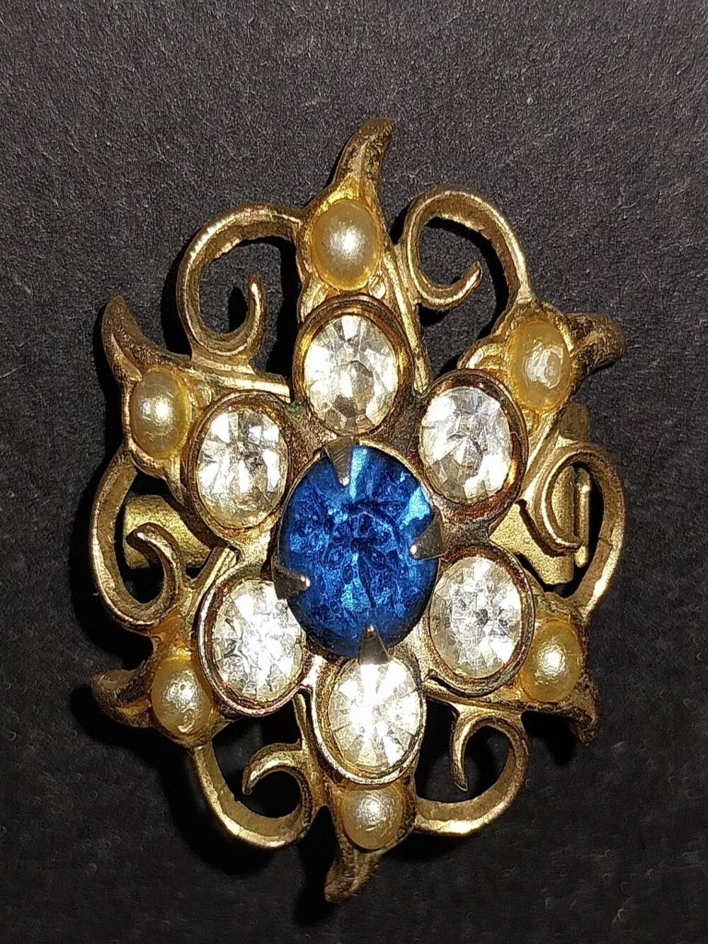 Vintage Blue & White Rhinestone Brooch/Pin